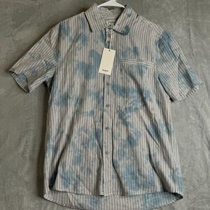 Hudson Shirt Mens S Blue Tie Dye Pinstripe Hertiage Collection Cotton 90s Y2K